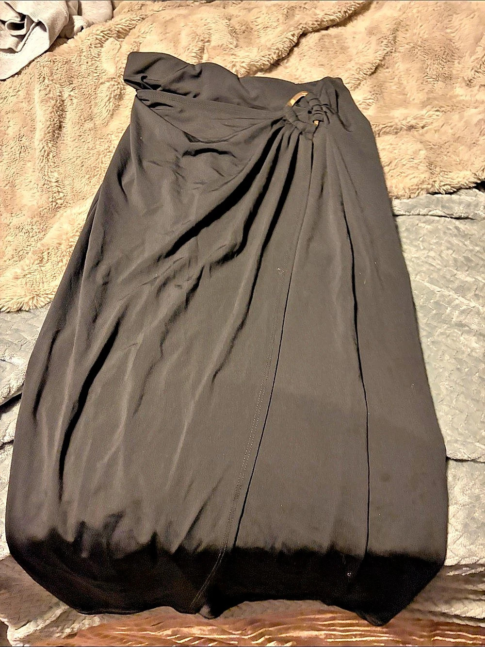 Draped Maxi Skirt in Black